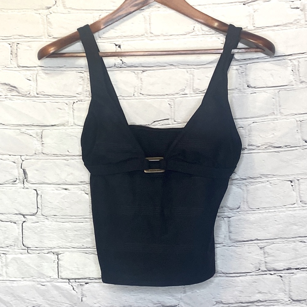 Ralph Lauren Black Tankini Swimsuit Top Size 10 Excellent Condition